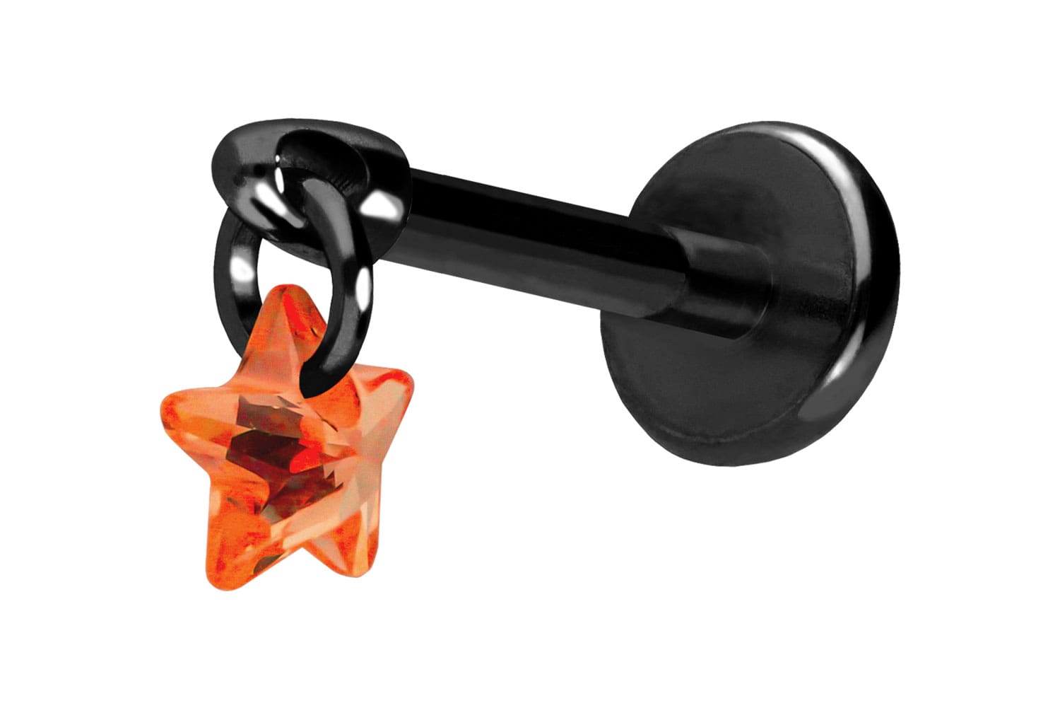 Titan Labret Piercing mit Push Fit KRISTALLSTERN